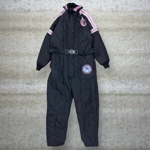 Vintage 90s Arctic Cat Snow Suit Coveralls Mens M Baggy Black Purple Nylon